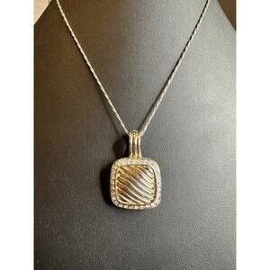 two tone Silver and gold with rhinestone cable style magnetic pendant